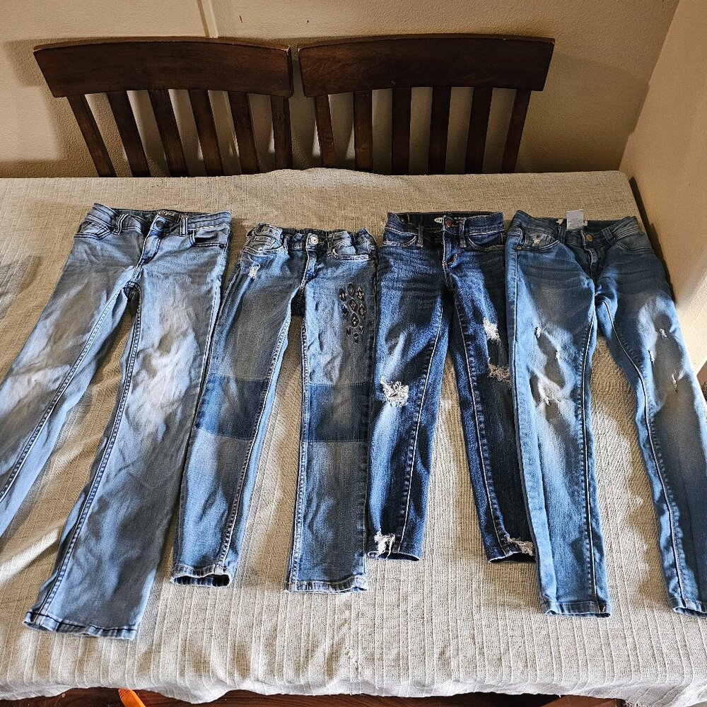 Girls Jeans Bundle Size 7 – Cat & Jack, Old Navy, H&M, Wallflower Lot (4 Pairs)